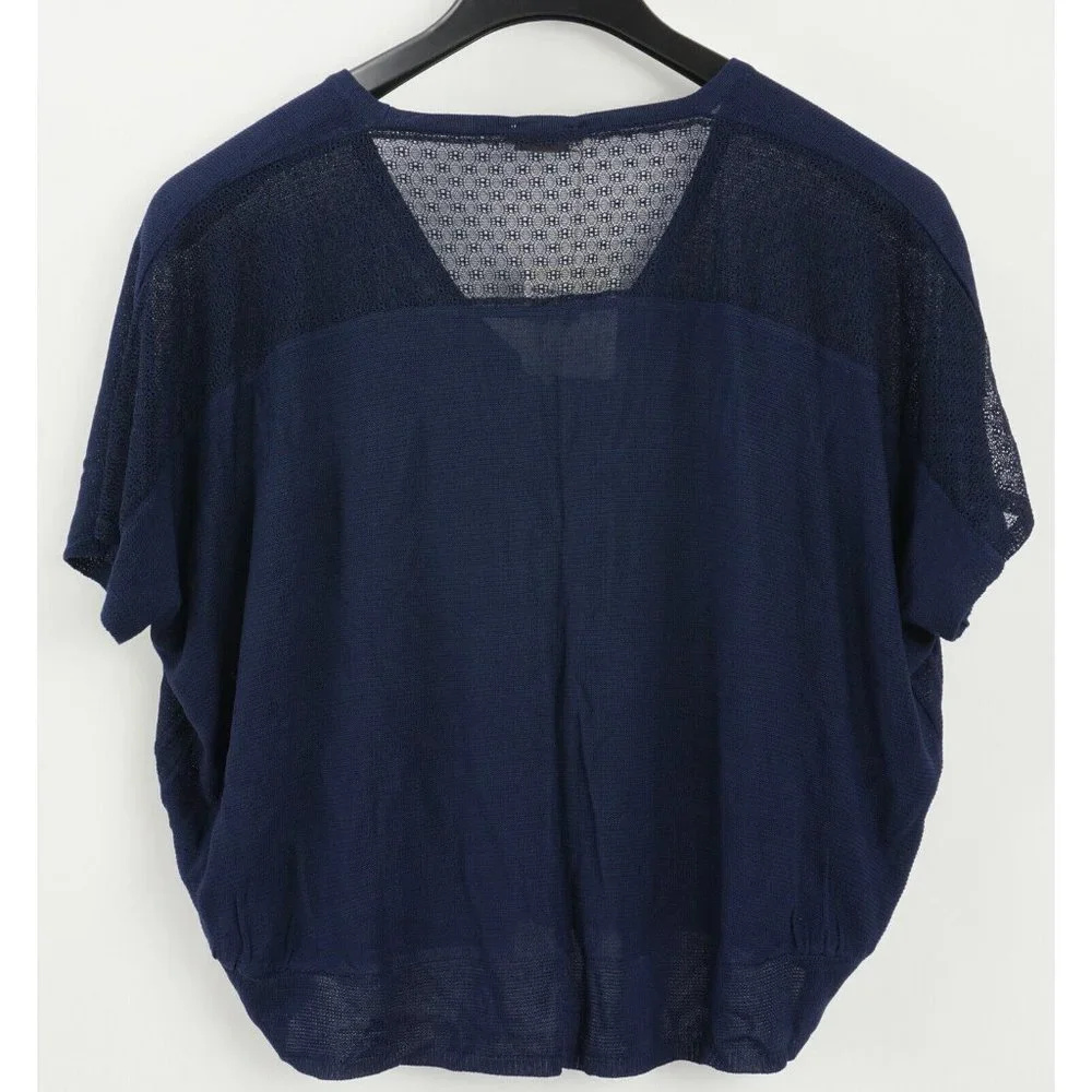 New Cashmere Company Women's 44/46 Blue Knit Cotton Silk V-Neck Cardigan Sweater - Picture 2 of 10